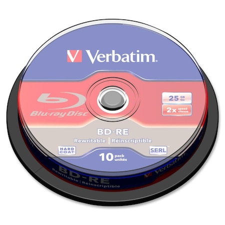 Verbatim BD-RE 25GB 2X WITH BRANDED SURFACE-10PK SPINDLE, 10PK 43694